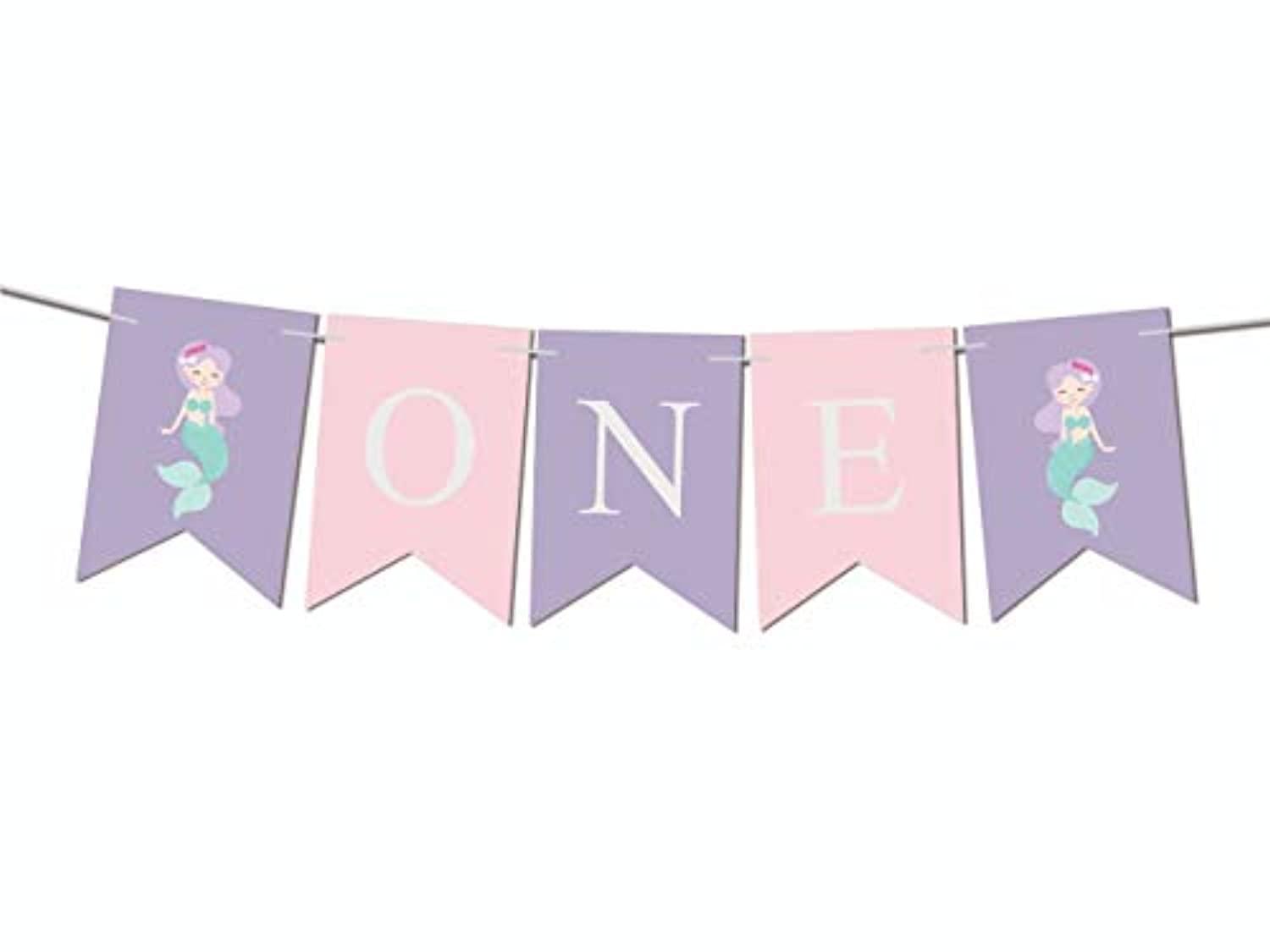I AM ONE Banner Mermaid Party Supplies Birthday Decorations-Ocean