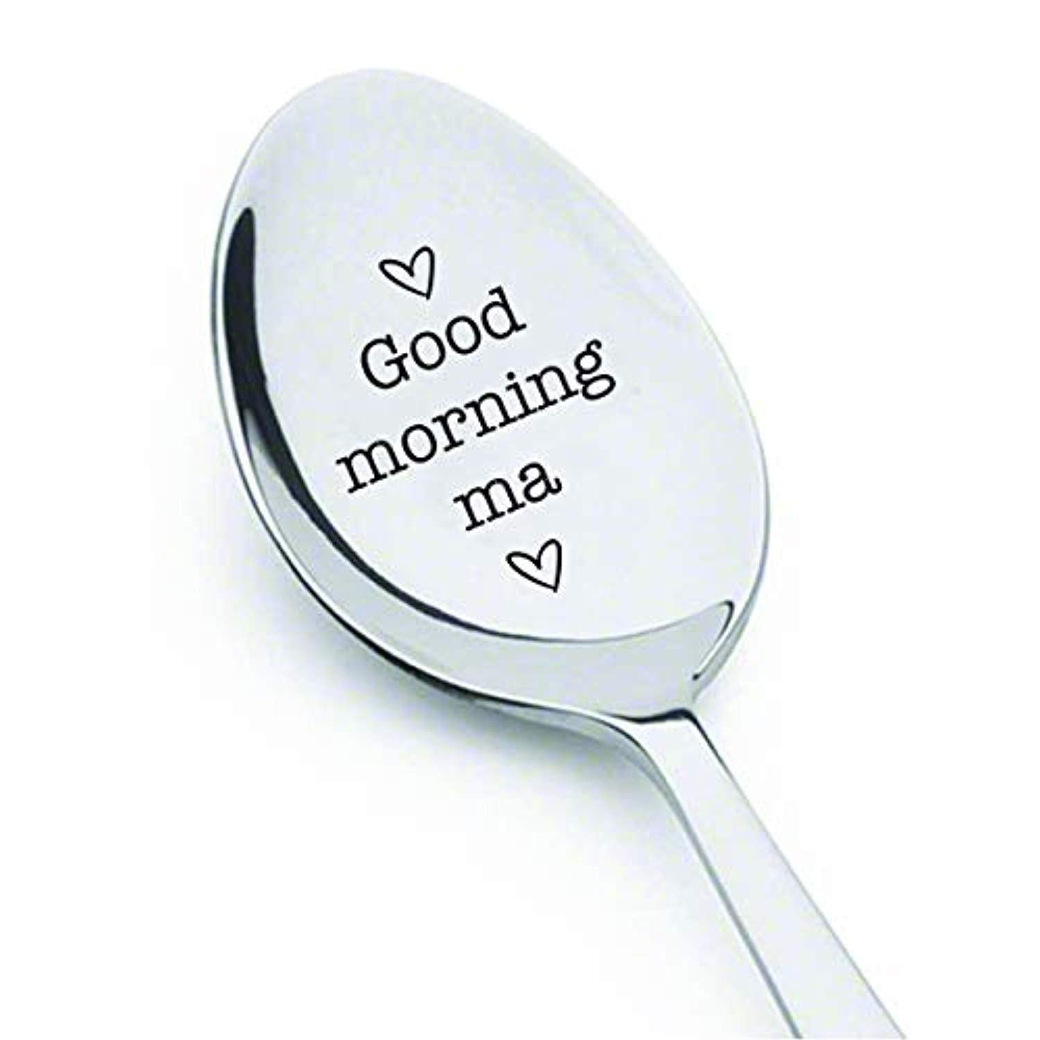 Best Mom Gifts - Good Morning Super Mom - Tea Coffee Lover Stainless Steel  Engraved Spoon Funny Mom Gift for Birthday Mother's Day Xmas