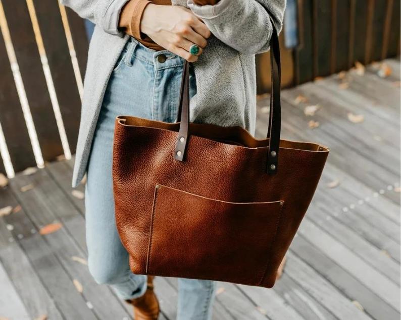 High-Quality Handcrafted Full-Grain Leather Tote Bag