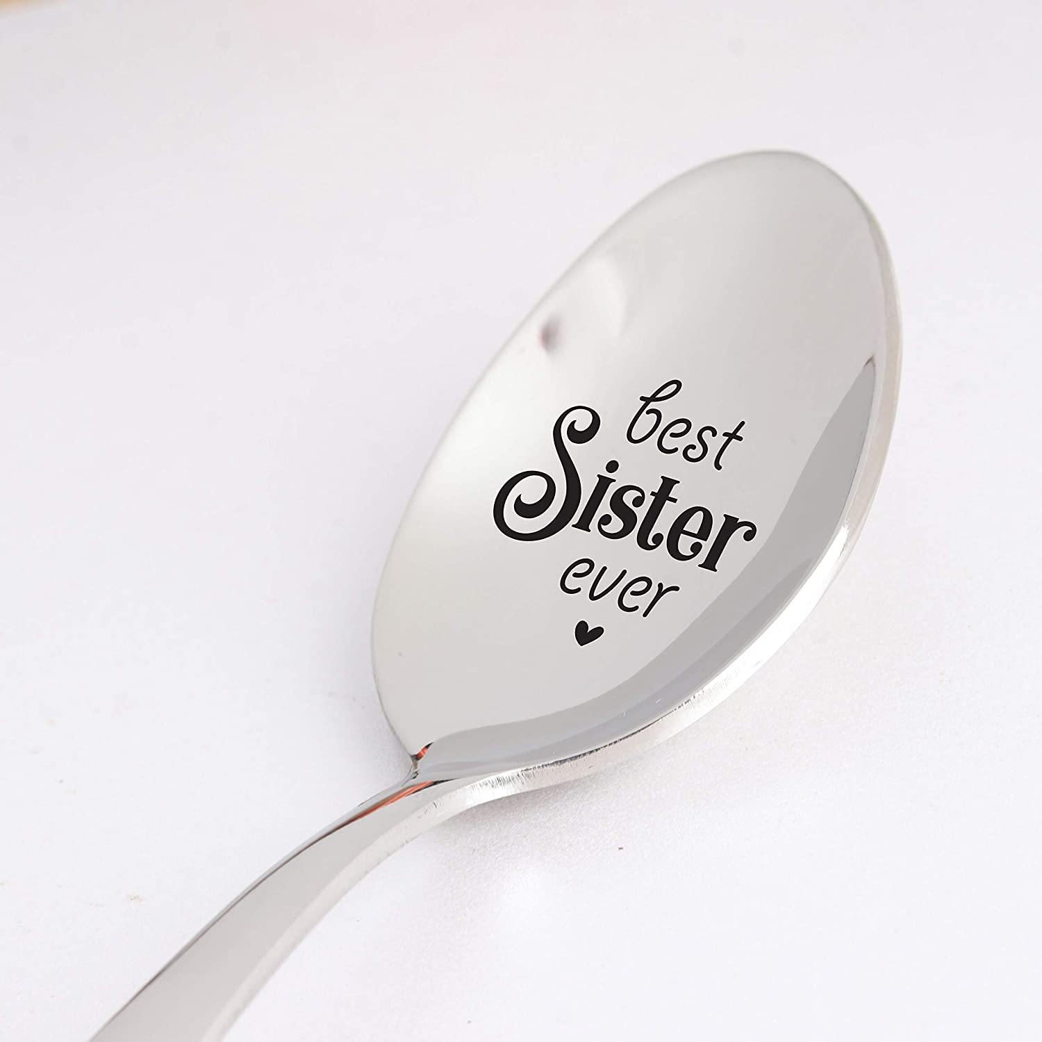 Ludlz Stir Your The Think of Me - Stainless Steel Espresso Engraving Spoons for Friend Girlfriend Sister Gift Ideas Sister Birthday Gifts and Coffee