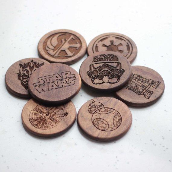 Star wars coasters- first big project with walnut hollow variable