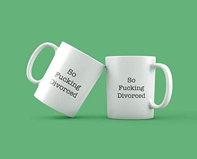 Happily Divorced Gift for Friends-Engraved Ceramic Coffee Mugs for Divorced - BOSTON CREATIVE COMPANY