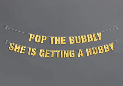 Pop the bubbly banner | Hen Party Decorations Banner Sign for Bridal Shower | Bachelorette Party Kits Decorations| Bridal Shower Engagement party kits for women | Adult party supplies - BOSTON CREATIVE COMPANY