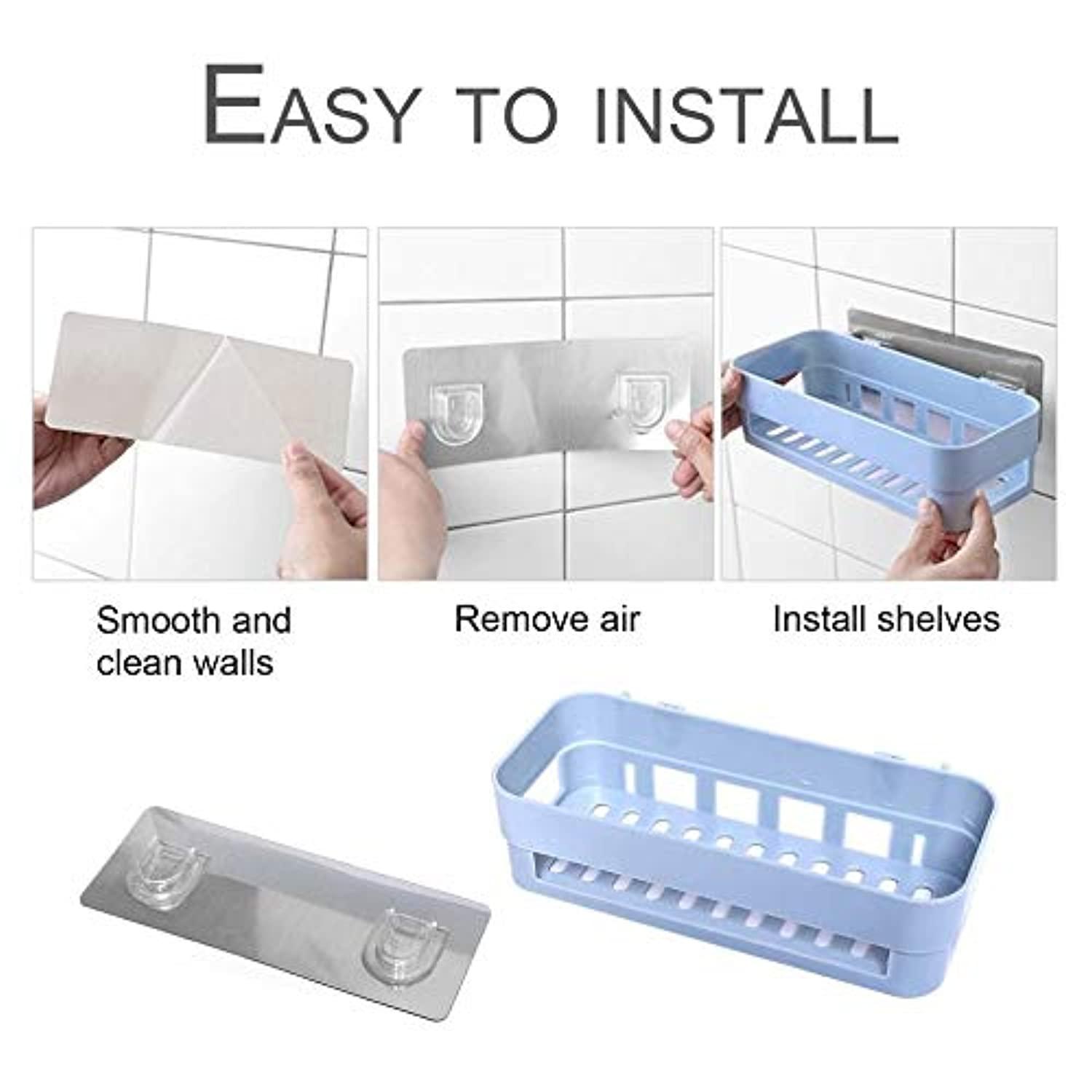 Magic Sticker Series Self Adhesive Wall Mounted Bathroom Storage Organizer  Shelf