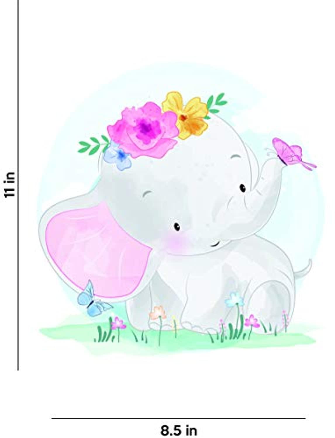 Elephant Nursery Wall Art - Floral Nursery - Girl Nursery Decor - Baby Room  Decor