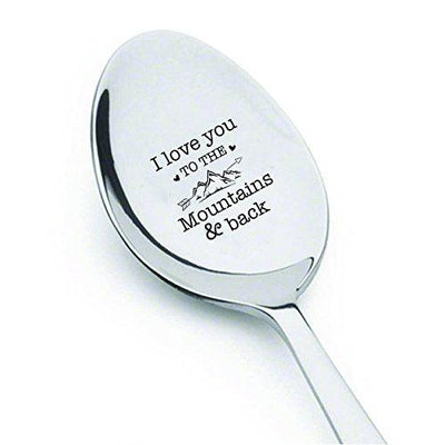 I love you to the mountains and back- engraved spoon- coffer lover- engraved silver ware by Boston creative company - BOSTON CREATIVE COMPANY