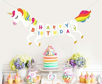 Unicorn Happy Birthday Banner Unicorn Party Decorations Unicorn Birthday Party Banner Unicorn Party Supplies Unicorn Banner Unicorn Themed Party Decoration Banner - BOSTON CREATIVE COMPANY