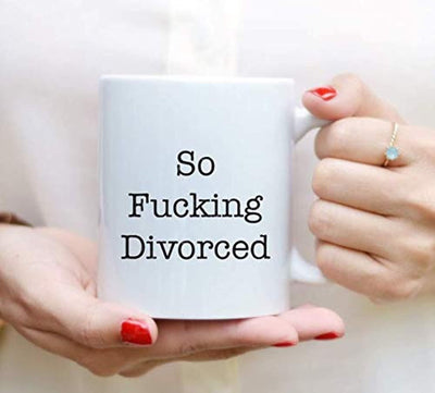 Happily Divorced Gift for Friends-Engraved Ceramic Coffee Mugs for Divorced - BOSTON CREATIVE COMPANY