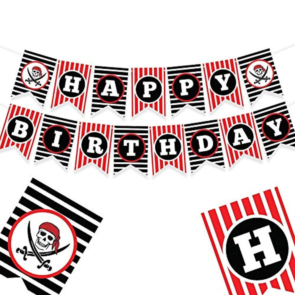PIRATE THEMED HAPPY BIRTHDAY BANNER - Pirate party supplies - pirate  decorations - pirate birthday party supplies - pirate party - pirate pinata  - pirate party favors - pirate birthday party 