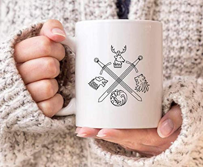 Game of Thrones Ceramic Travel Coffee Mugs-Engraved Novelty Gifts - BOSTON CREATIVE COMPANY