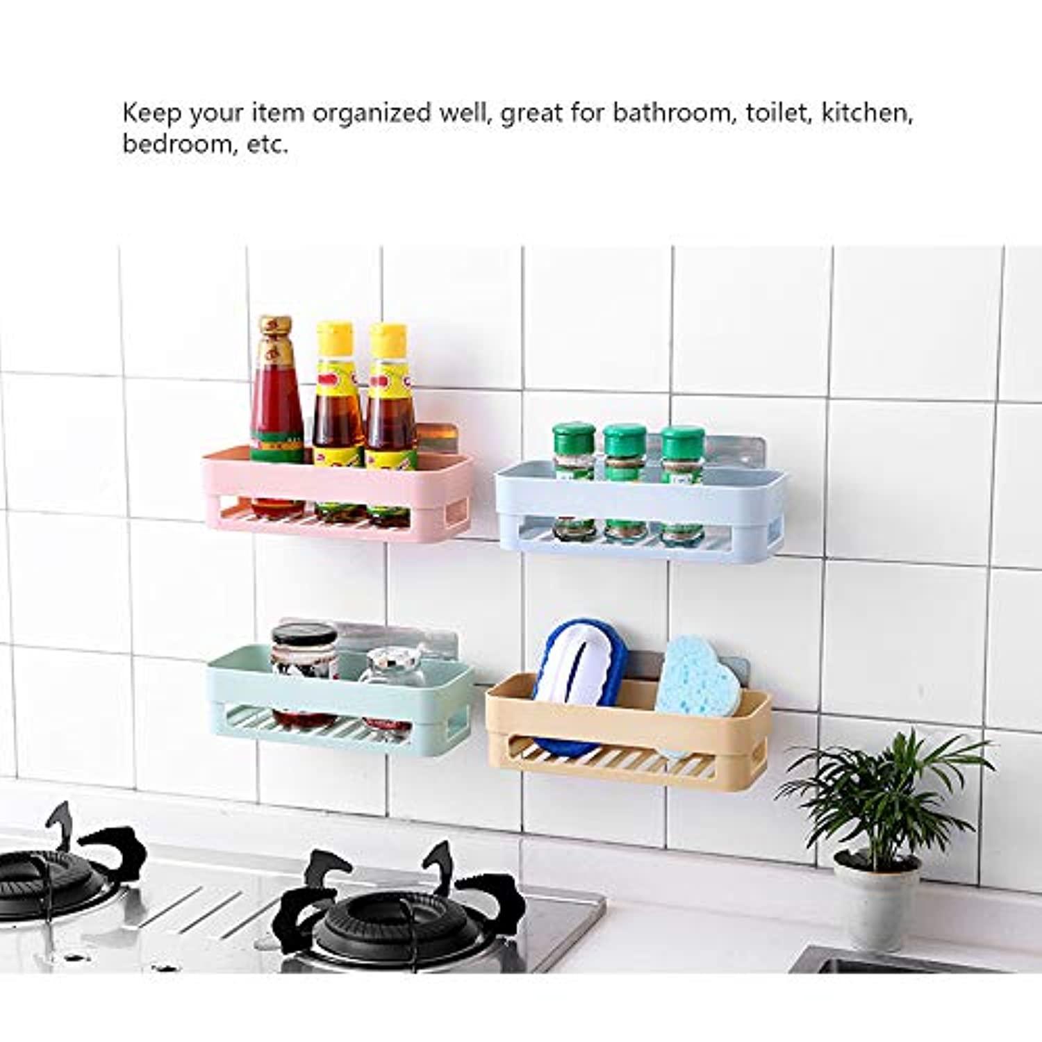 Magic Sticker Series Self Adhesive Wall Mounted Bathroom Storage Organizer  Shelf