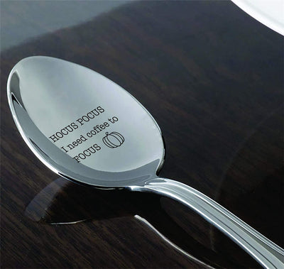 Hocus pocus I need to focus coffee - LOVE and coffee - engraved Spoon - Anniversary Gift - Valentines Day Gift - Love Gift - Unique Gift - Gift for Mom - Gift for grandpa - BOSTON CREATIVE COMPANY