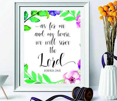 Printable Bible Verse - As for me and my house print - Joshua 24:15 - Home Décor - Biblical wall art - Christian Art - Scripture Printable - Nursery wall art Christian - BOSTON CREATIVE COMPANY