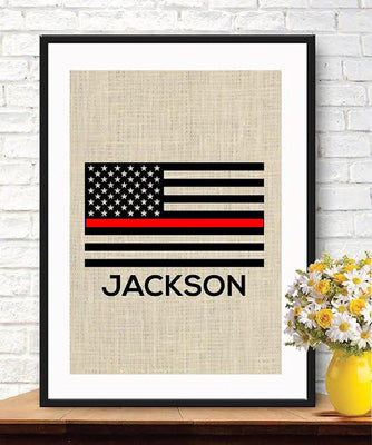 Custom Thin Red Line American Flag print wall art-Qty-110 - BOSTON CREATIVE COMPANY