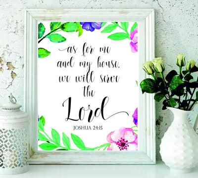 Printable Bible Verse - As for me and my house print - Joshua 24:15 - Home Décor - Biblical wall art - Christian Art - Scripture Printable - Nursery wall art Christian - BOSTON CREATIVE COMPANY