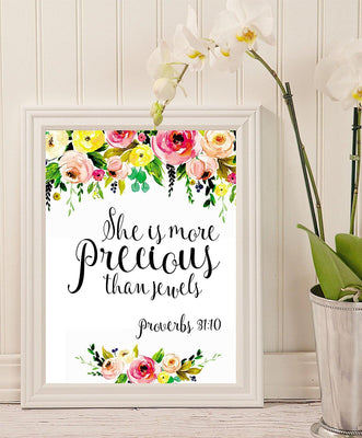 She is more precious than jewels - Baby girl nursery Wall Art - Girl nursery wall décor - floral housewarming gift - Nursery Wall Art - kids wall décor - Nursery decor - BOSTON CREATIVE COMPANY